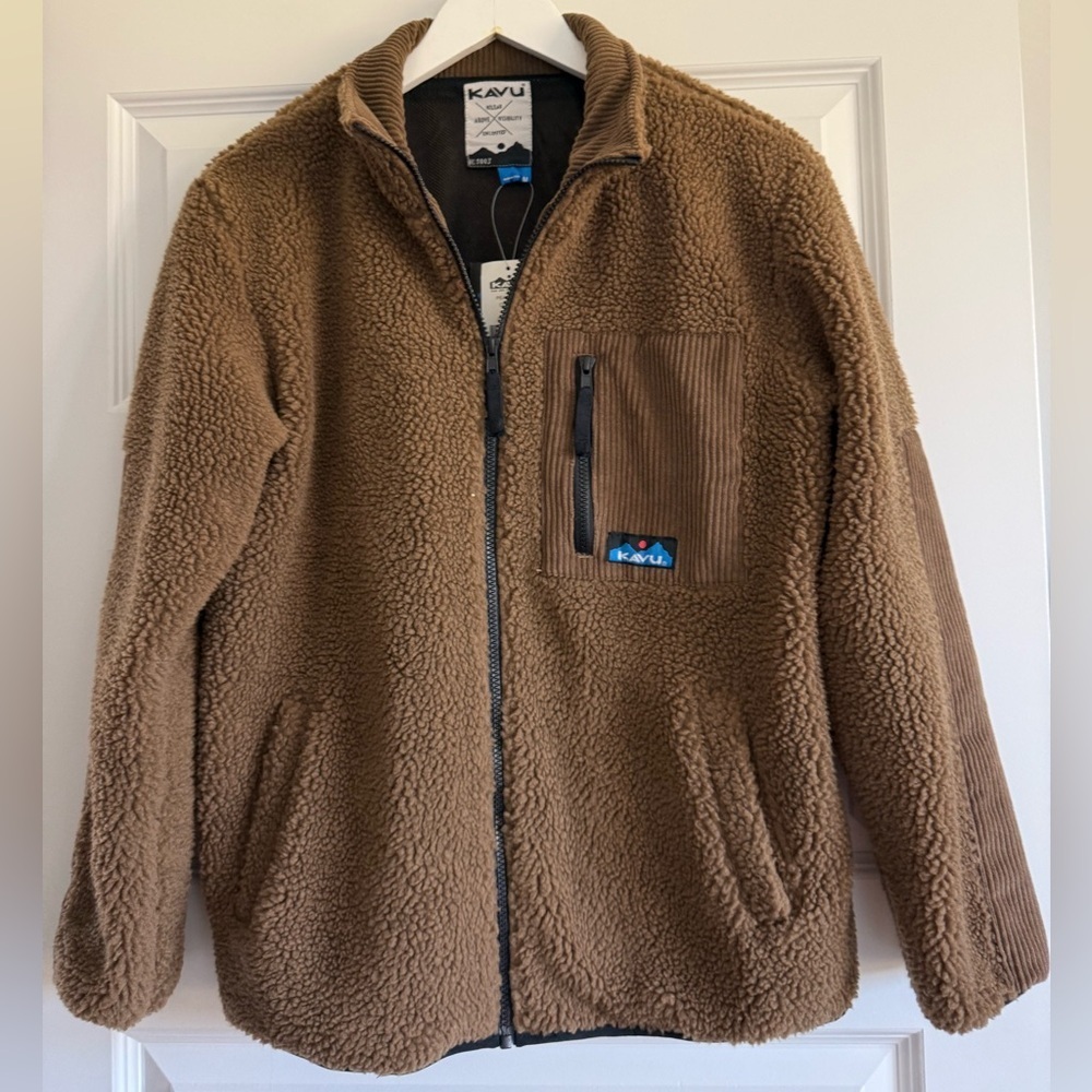 Kavu Women's Pearsoll Zip Up Sherpa Jacket in Coffee NWT